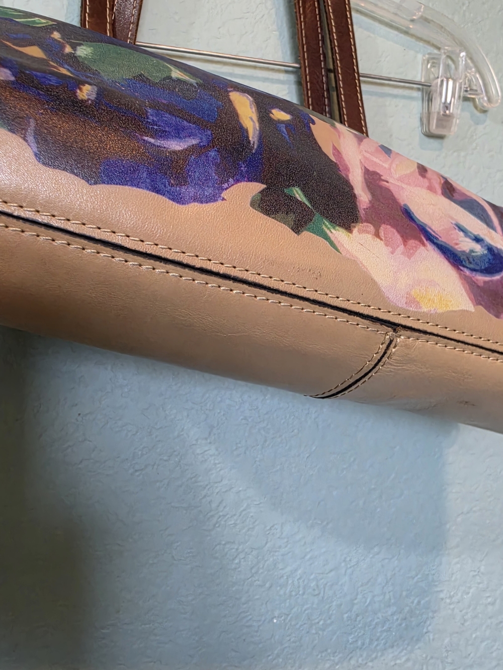 Patricia Nash Toscano Winter Bloom Leather Tote Bag Brown Floral Purse Handbag - Picture 5 of 12